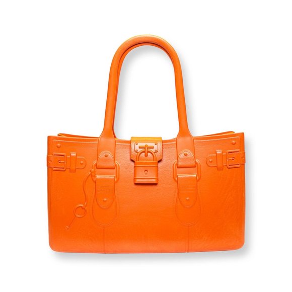 Great Bag Co. Designer Rubber Tote Purse Hand Bag Topaz Orange Robert Verdi - Picture 1 of 15